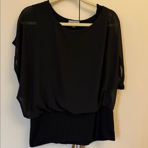 Joseph A Elegant Black Sheer Blouse